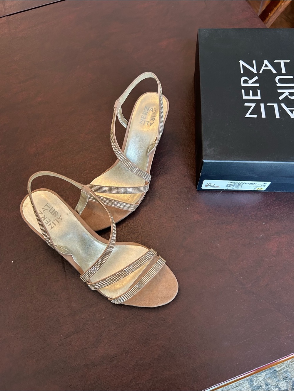 Naturalizer Champagne Tan Strappy Low-Heel Sandals